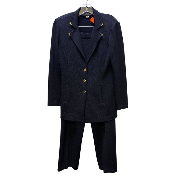 St. John Knit Black Pant & Jacket Suit Set Size 4/6 2p - Picture 1 of 13